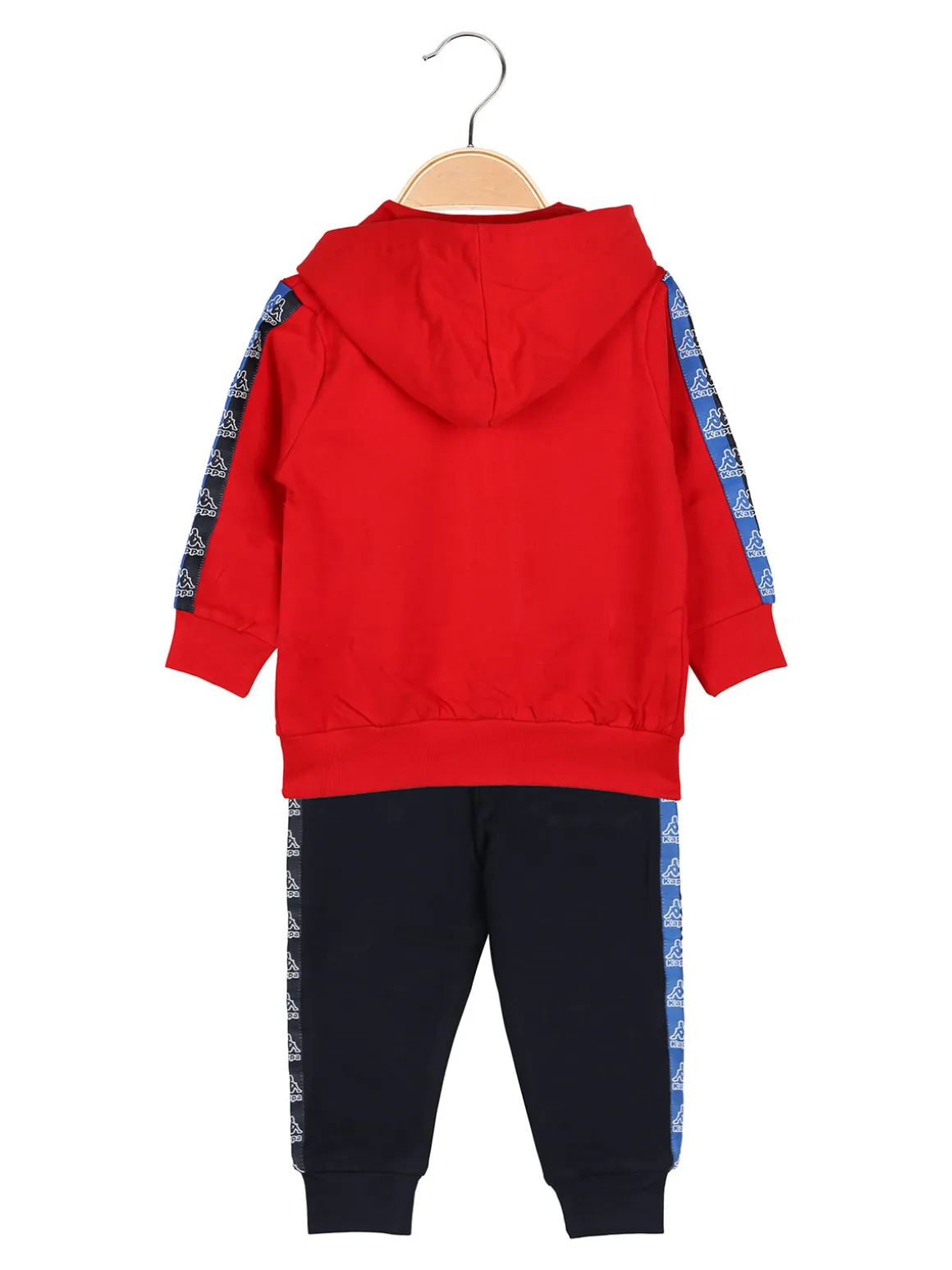 Kappa Completo tuta 2 pezzi da neonato in cotone con cappuccio e zip - rosso