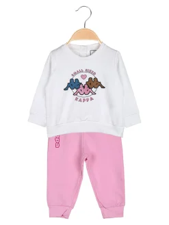 Kappa Completo tuta 2 pezzi da neonata con felpa e pantaloni in cotone - bianco