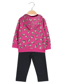 Kappa Completo tuta 2 pezzi da neonata con cappuccio e zip con logo - fucsia