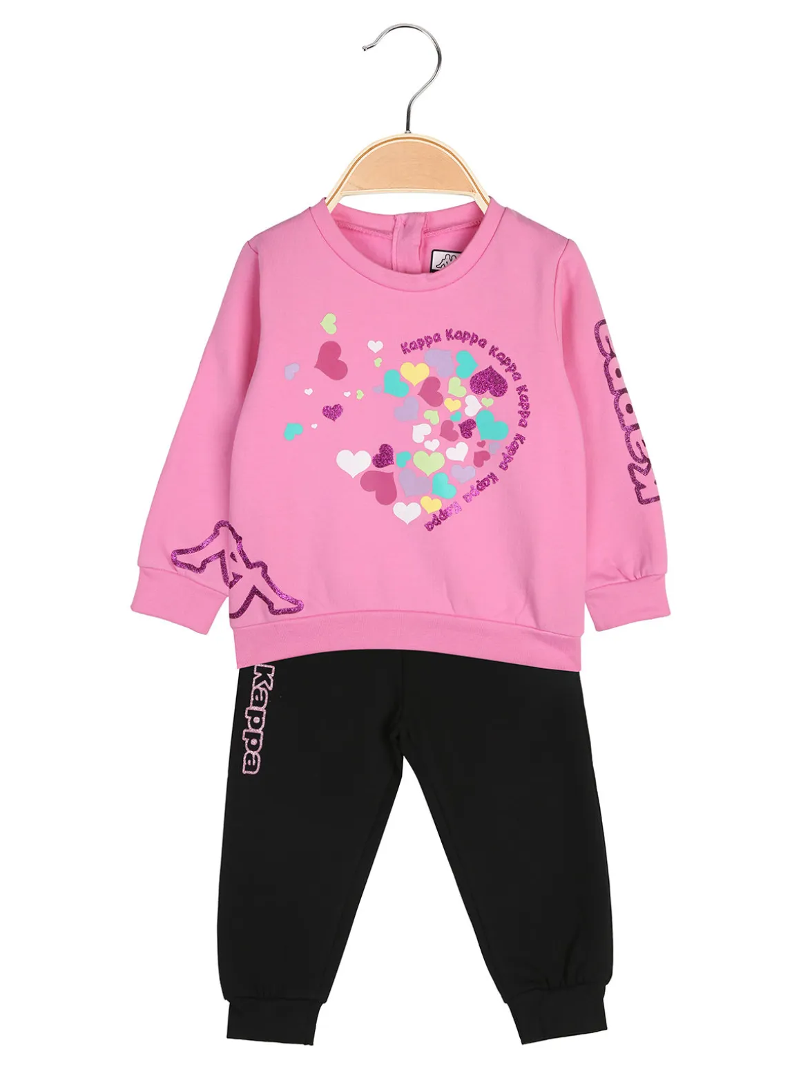 Kappa Completo tuta 2 pezzi da neonata con interno felpato - rosa
