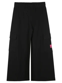 Kappa Completo tuta 2 pezzi da ragazza con cappuccio e pantaloni cargo a gamba larga - nero