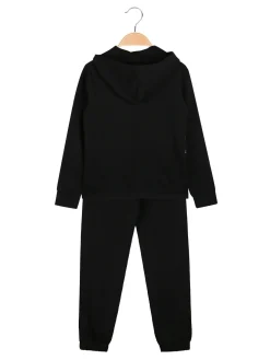 Kappa Completo tuta 2 pezzi da ragazza in cotone con cappuccio e logo - nero