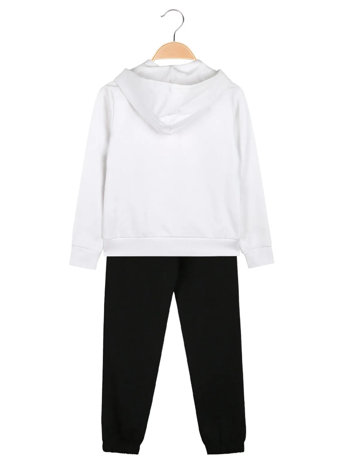 Kappa Completo tuta 2 pezzi da ragazza in cotone con cappuccio e logo - bianco
