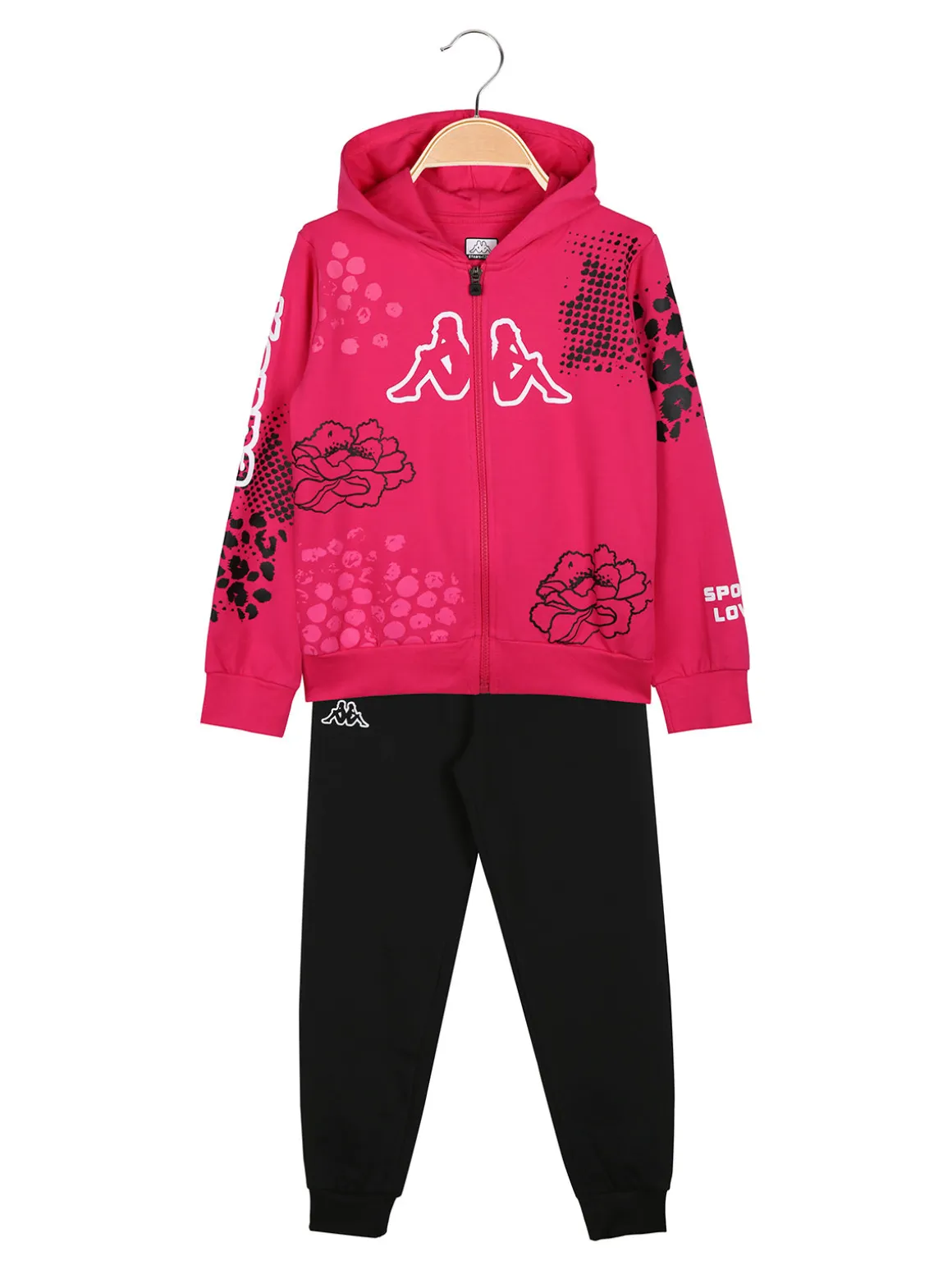 Kappa Completo tuta 2 pezzi da ragazza full zip con cappuccio - fucsia