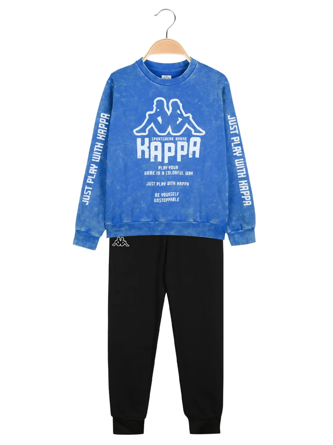 Kappa Completo tuta 2 pezzi da ragazzo in cotone con logo - blu