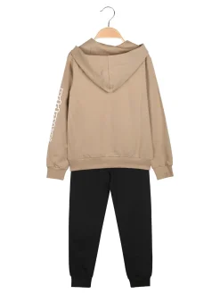 Kappa Completo tuta 2 pezzi da ragazzo con cappuccio e logo - khaki