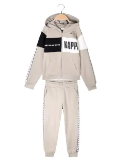 Kappa Completo tuta 2 pezzi da ragazzo con cappuccio e zip - sabbia