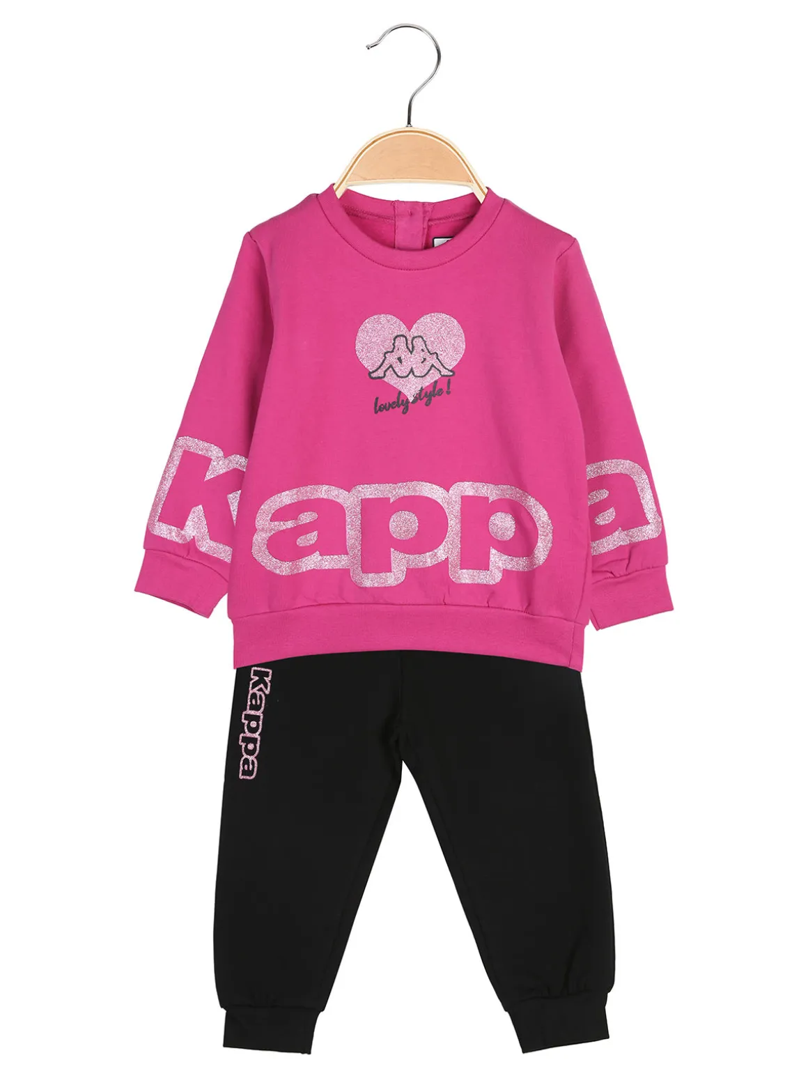 Kappa Completo tuta 2 pezzi glitter da neonata con interno felpato - fucsia