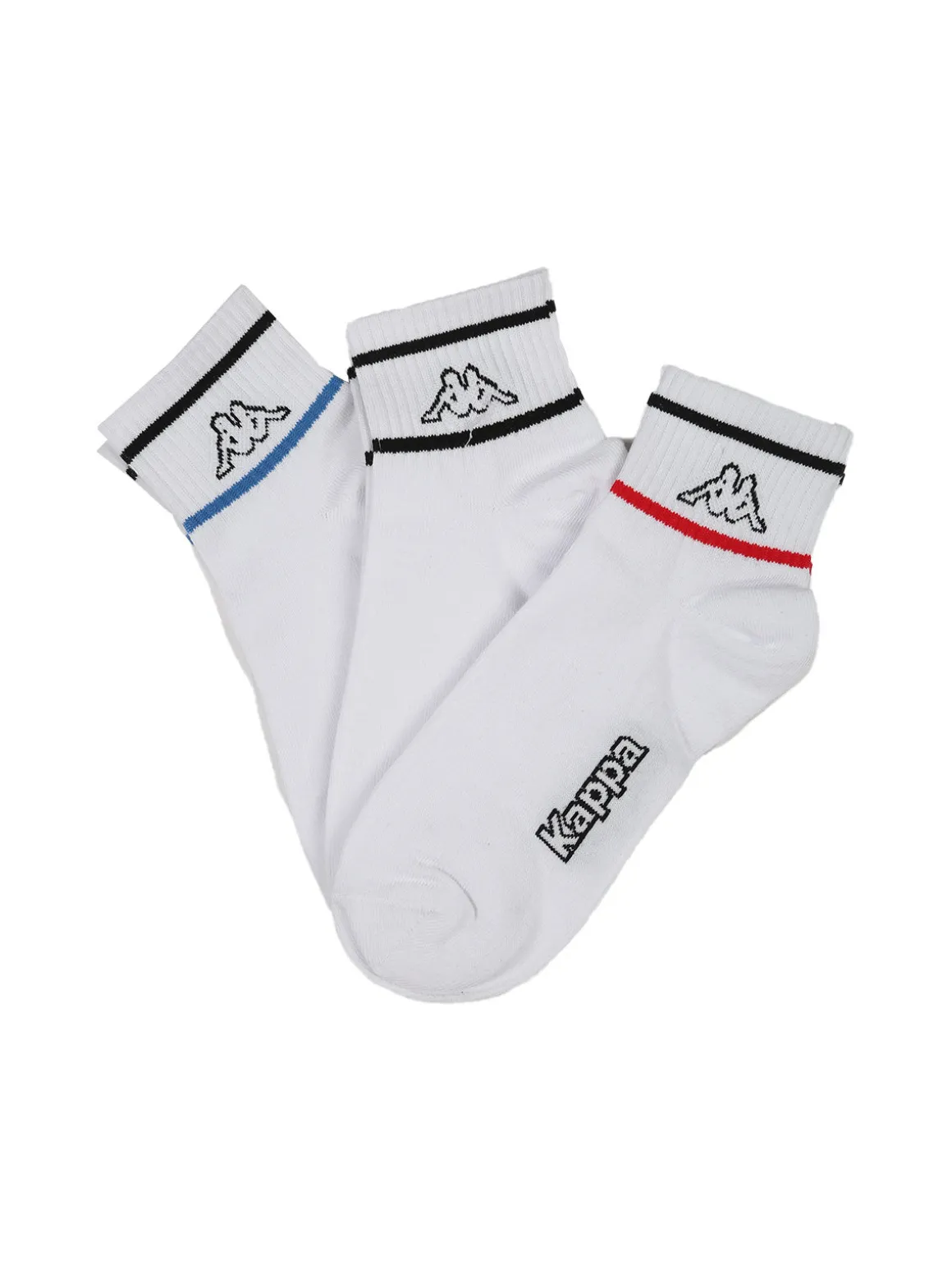 Kappa Confezione da 3 paia di calze sportive da uomo in cotone - bianco