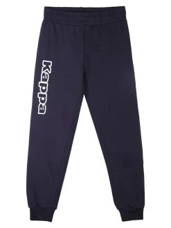 Kappa Pantaloni tuta da bambino con polsini e interno caldo cotone - blu scuro