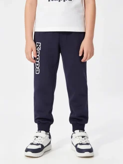 Kappa Pantaloni tuta da bambino con polsini e interno caldo cotone - blu scuro