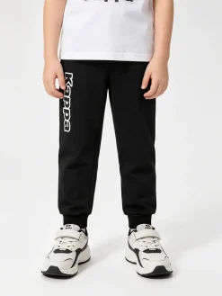 Kappa Pantaloni tuta da bambino con polsini e interno caldo cotone - nero
