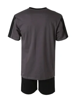 Kappa Pigiama corto da uomo in cotone con logo - grigio scuro