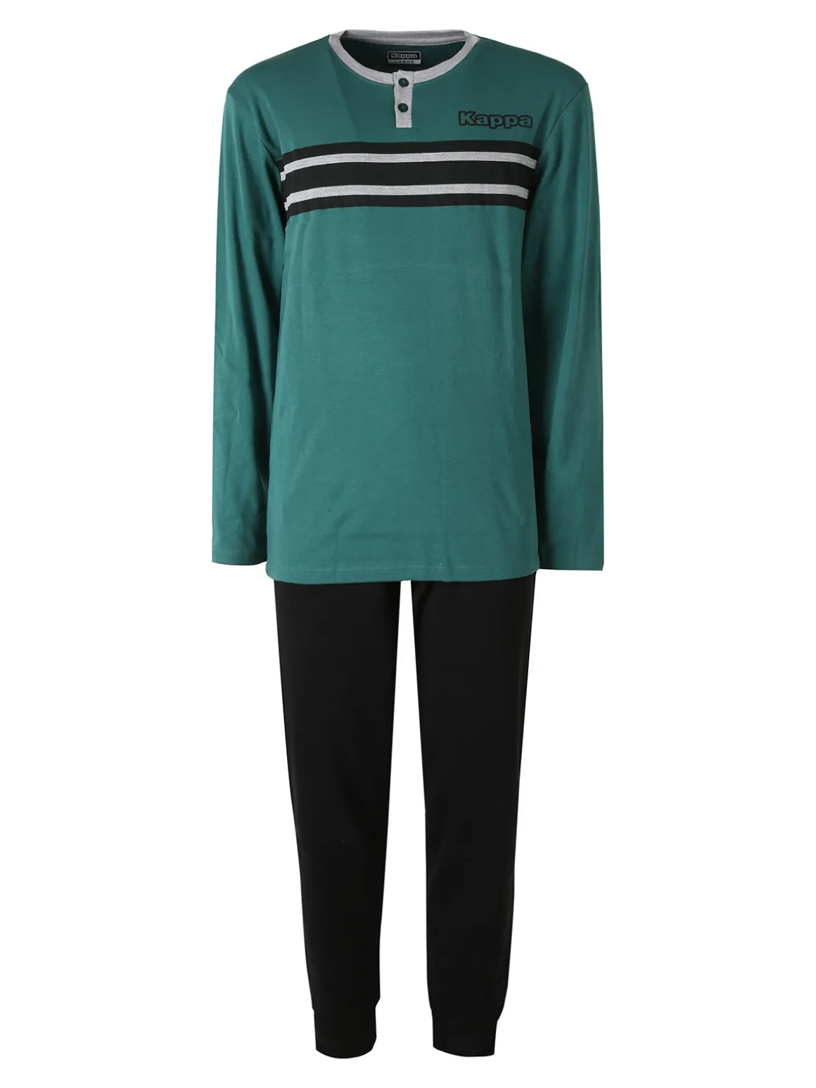 Kappa Pigiama da uomo in misto cotone interlock con logo - verde
