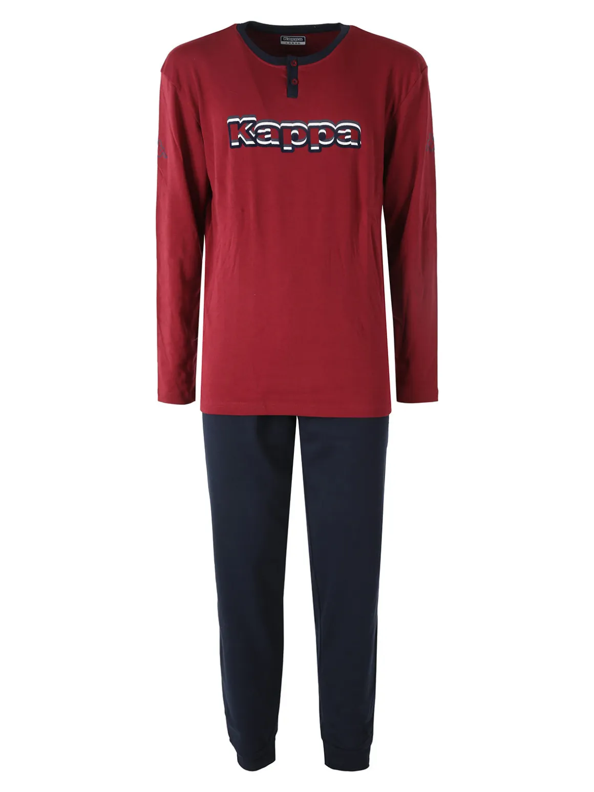Kappa Pigiama da uomo in misto cotone interlock con logo - bordeaux