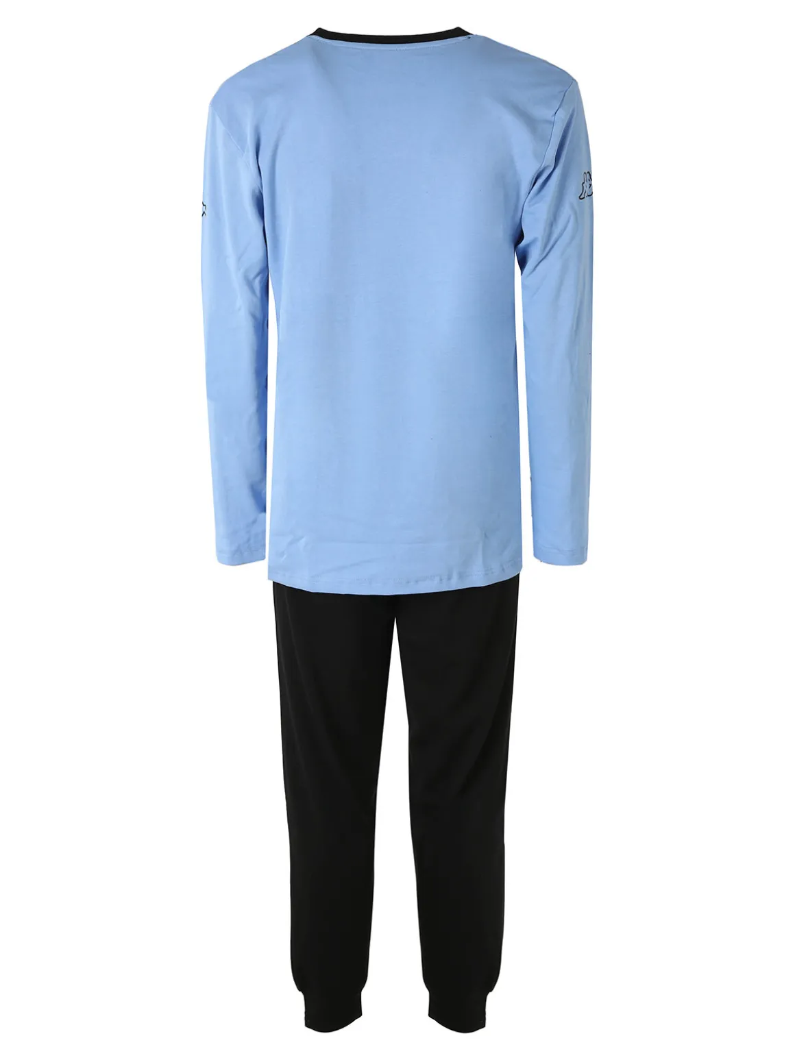 Kappa Pigiama da uomo in misto cotone interlock con logo - azzurro
