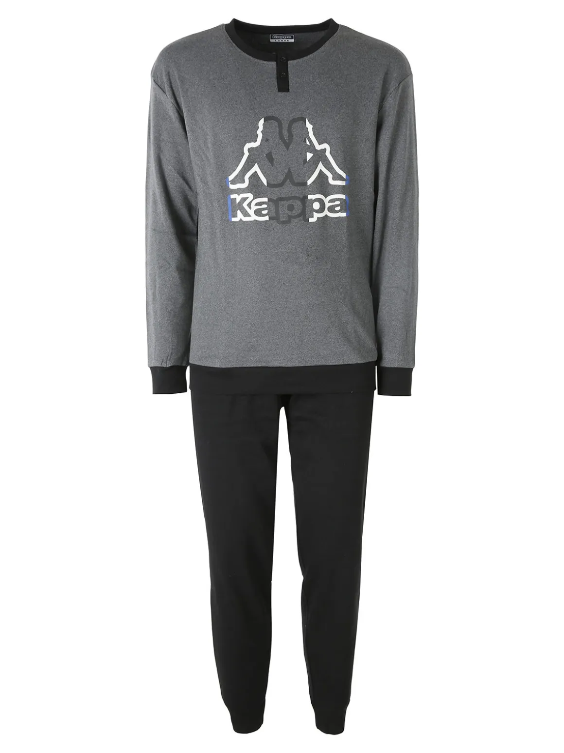 Kappa Pigiama da uomo in misto cotone interlock con logo - antracite