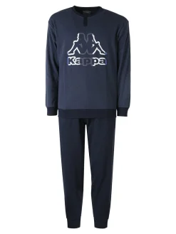 Kappa Pigiama da uomo in misto cotone interlock con logo - jeans