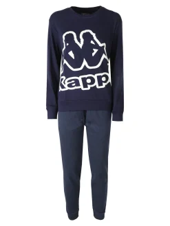 Kappa Pigiama donna in cotone interlock con logo - blu scuro