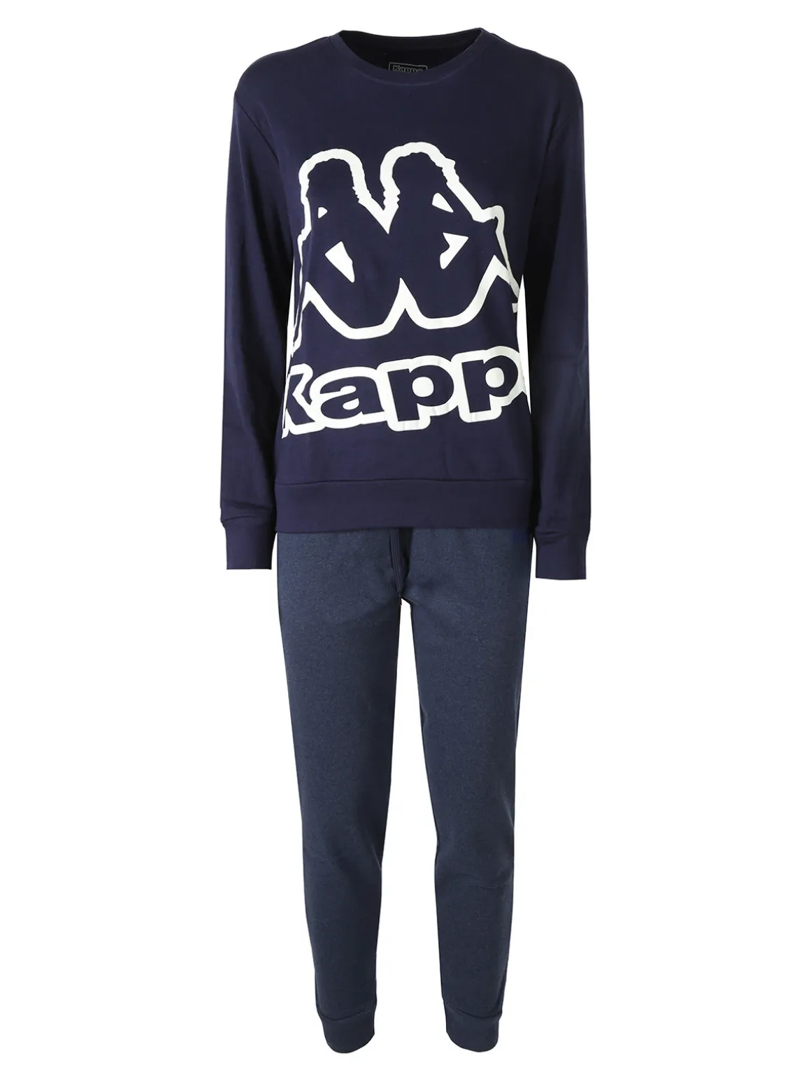 Kappa Pigiama donna in cotone interlock con logo - blu scuro