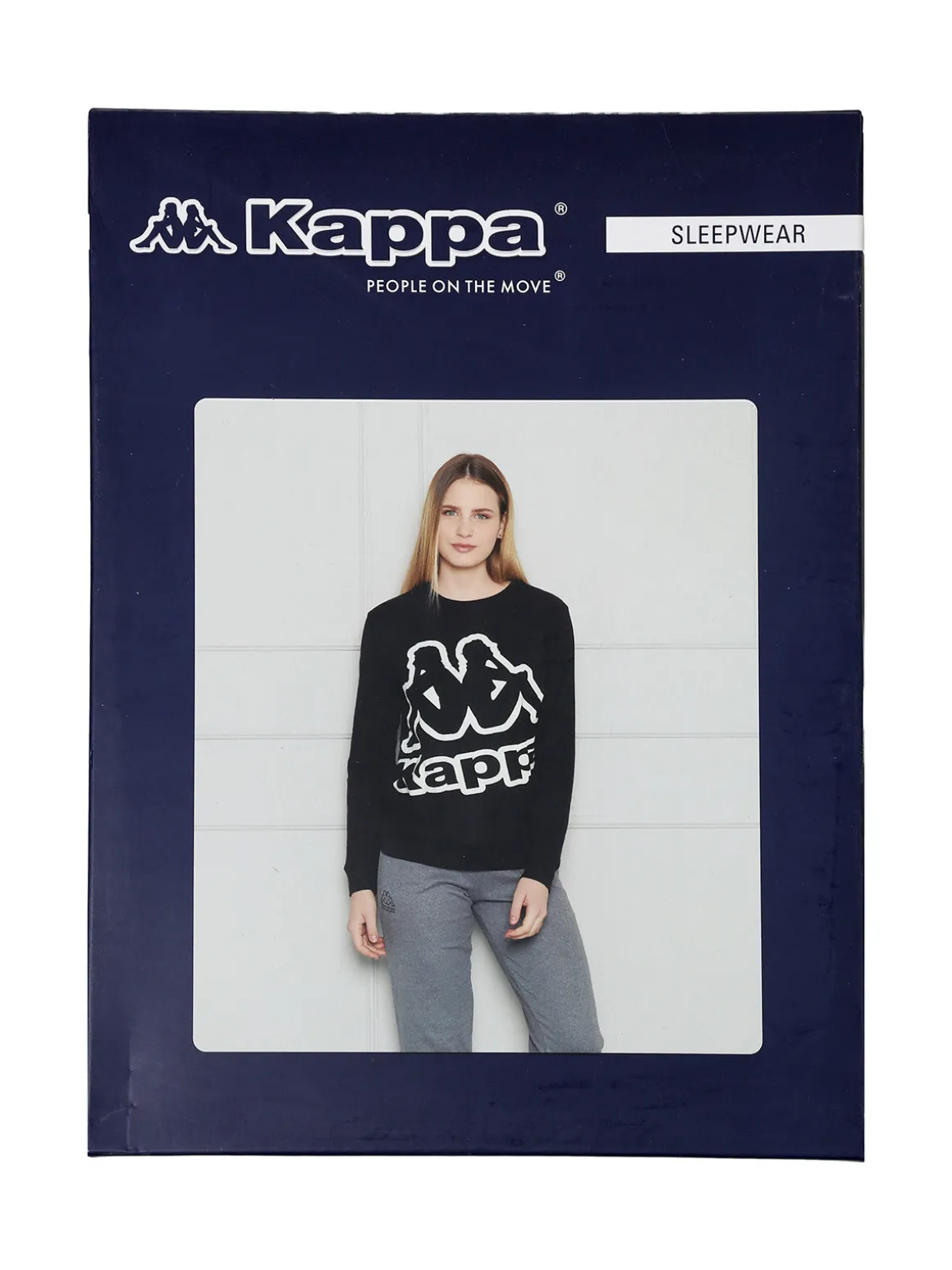 Kappa Pigiama donna in cotone interlock con logo - nero