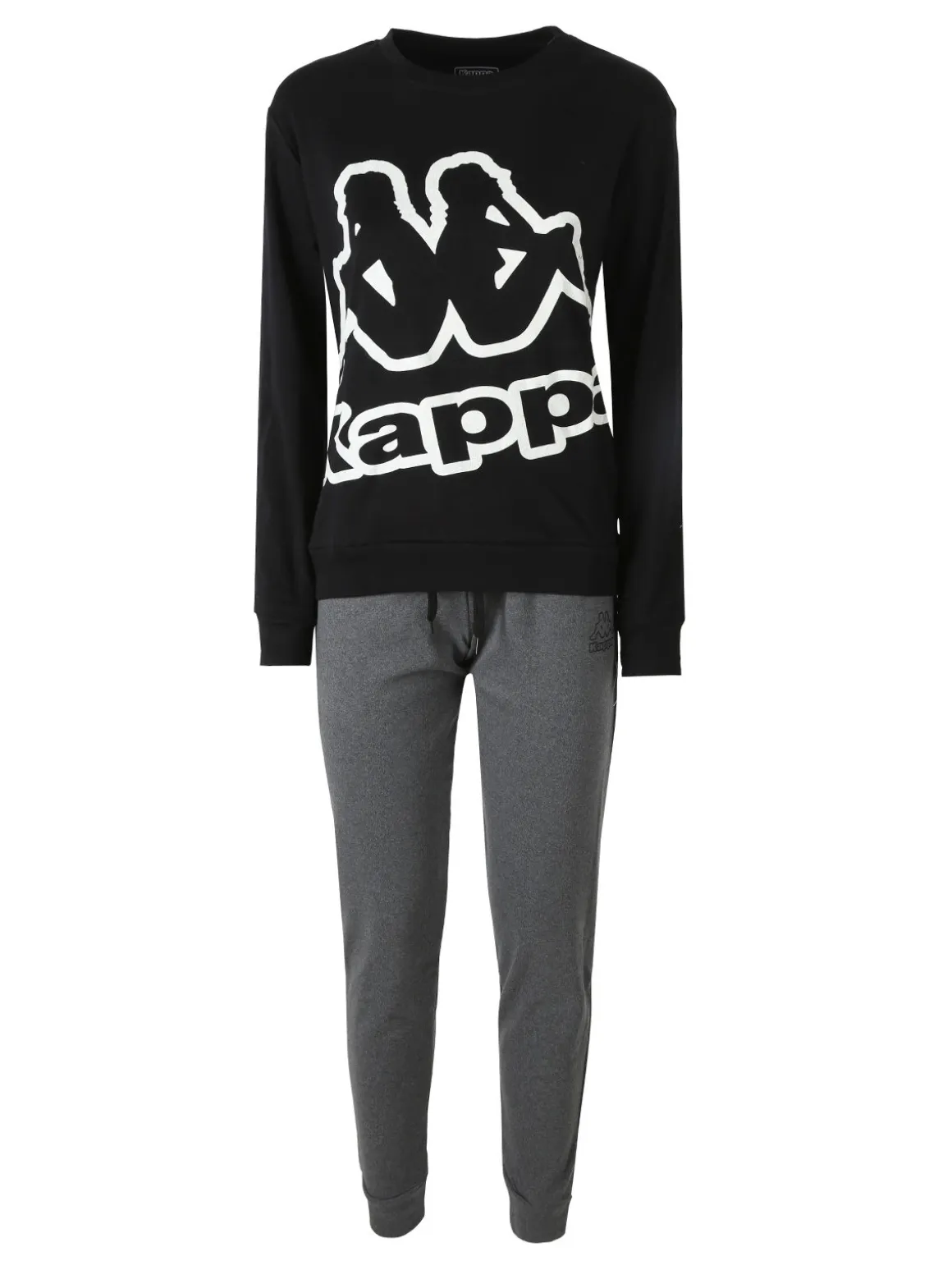 Kappa Pigiama donna in cotone interlock con logo - nero
