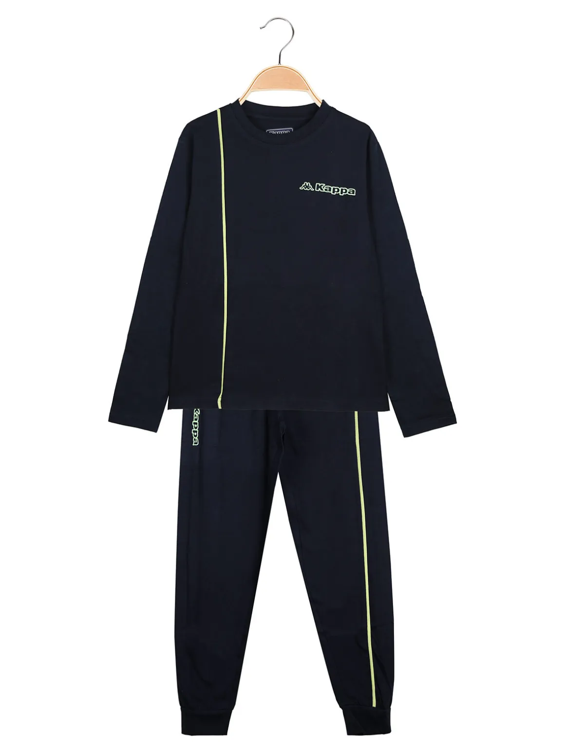 Kappa Pigiama lungo da ragazzo in cotone con logo - blu scuro