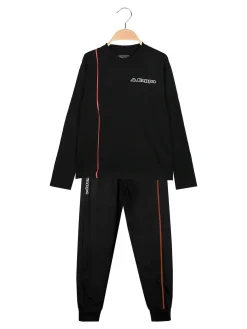 Kappa Pigiama lungo da ragazzo in cotone con logo - nero