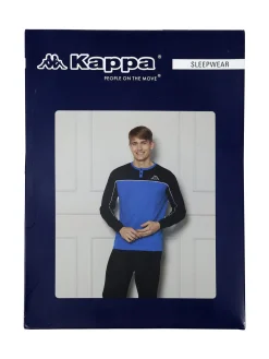 Kappa Pigiama lungo da uomo in cotone interlock - blu scuro