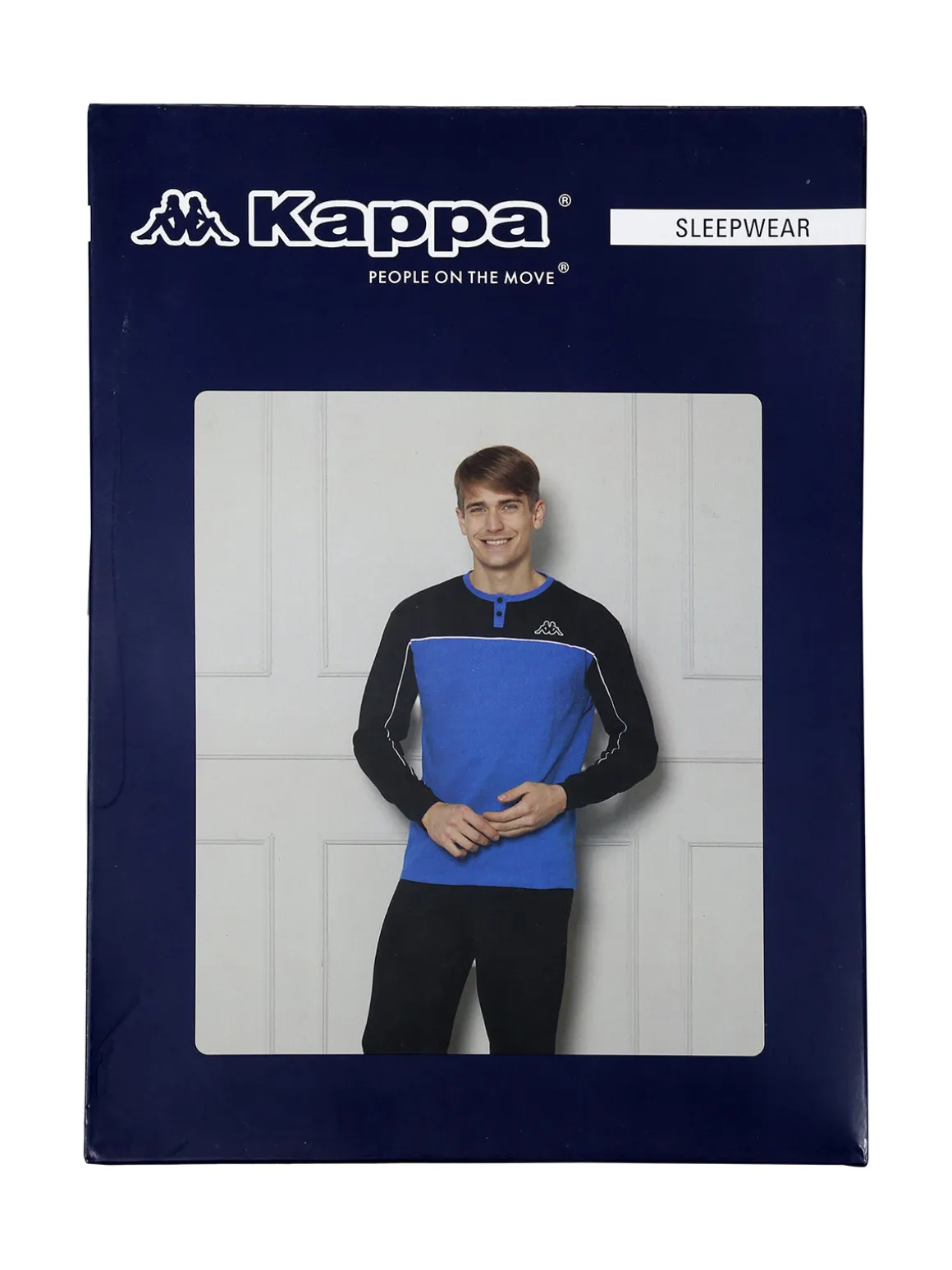 Kappa Pigiama lungo da uomo in cotone interlock - blu