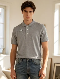 Kappa Polo da uomo a maniche corte in cotone con logo