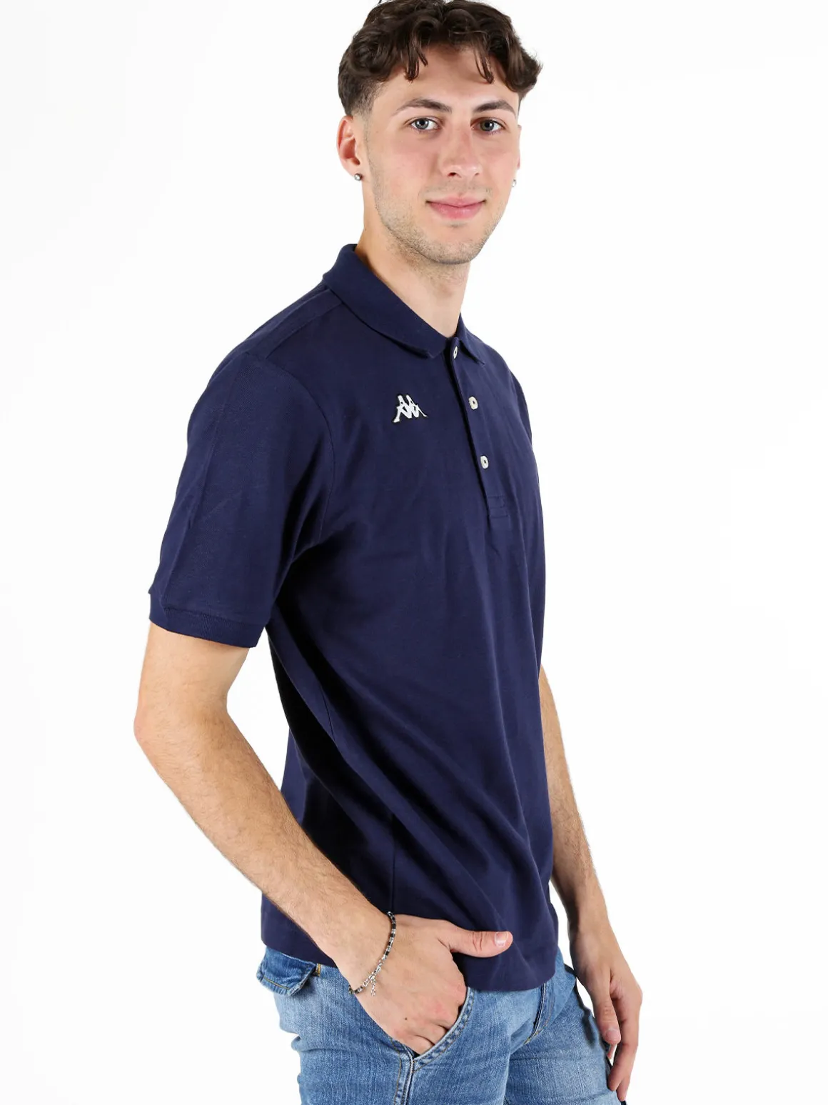Kappa Polo da uomo a maniche corte in cotone con logo