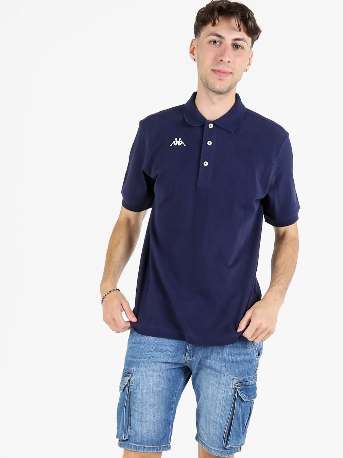 Kappa Polo da uomo a maniche corte in cotone con logo
