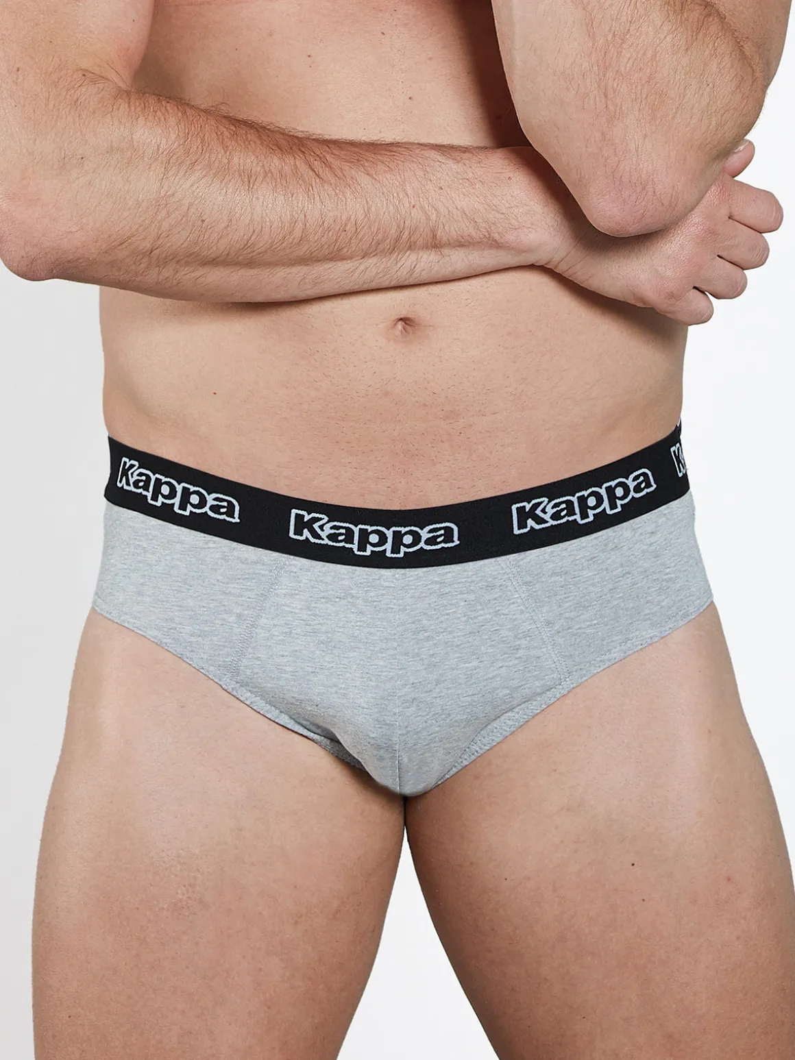 Kappa Slip da uomo in cotone con scritta - grigio