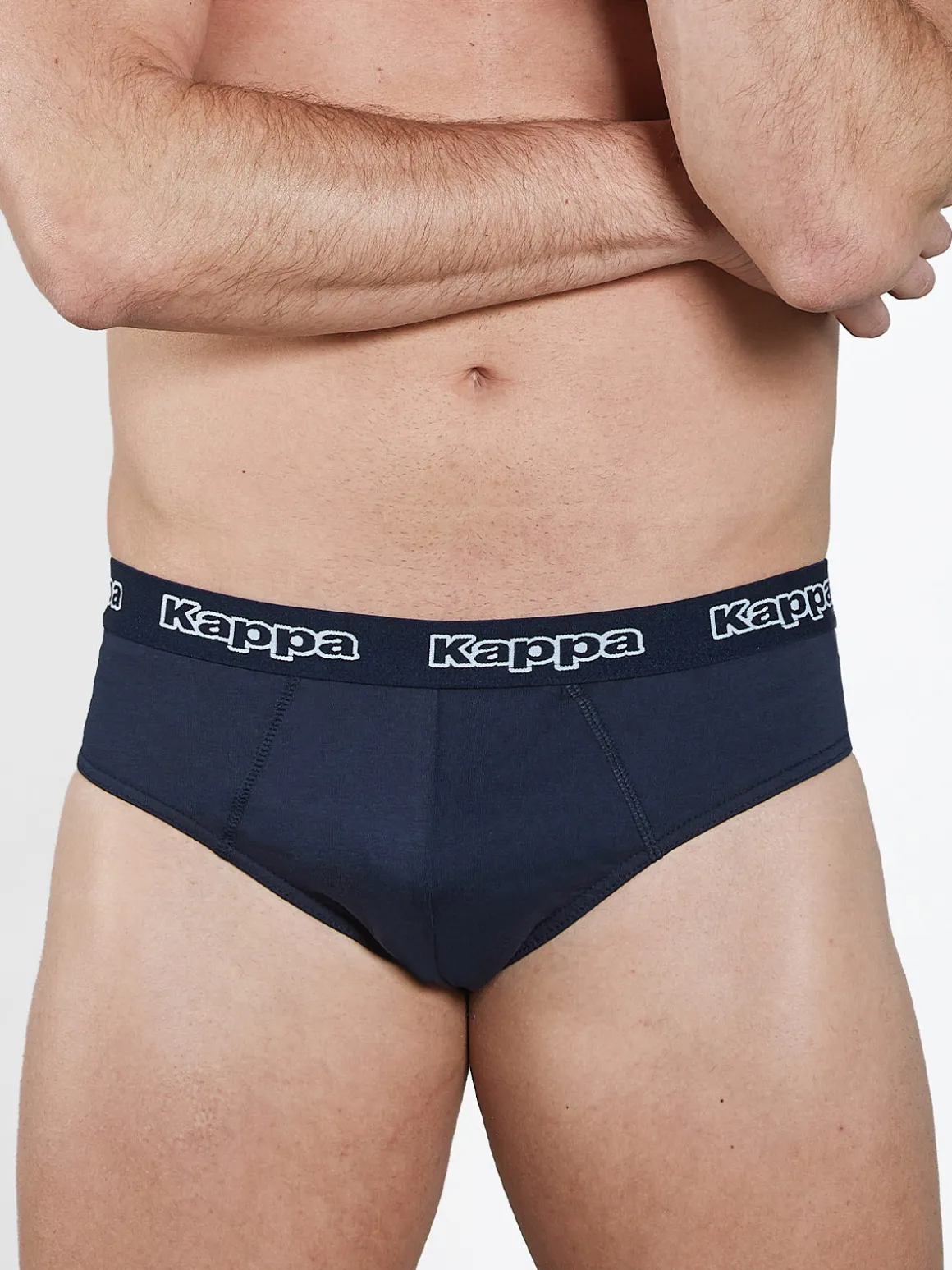 Kappa Slip da uomo in cotone con scritta - blu scuro