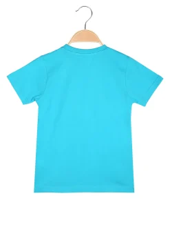Kappa T-shirt da bambino in cotone con taschino e logo - turchese