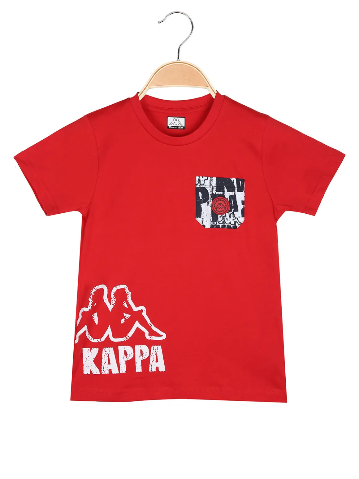 Kappa T-shirt da bambino in cotone con taschino e logo - rosso