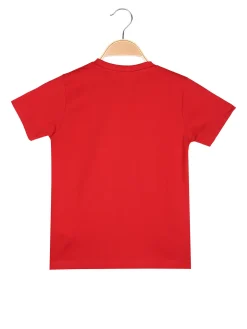 Kappa T-shirt da bambino in cotone con taschino e logo - rosso