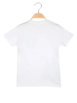 Kappa T-shirt da bambino in cotone con taschino e logo - bianco