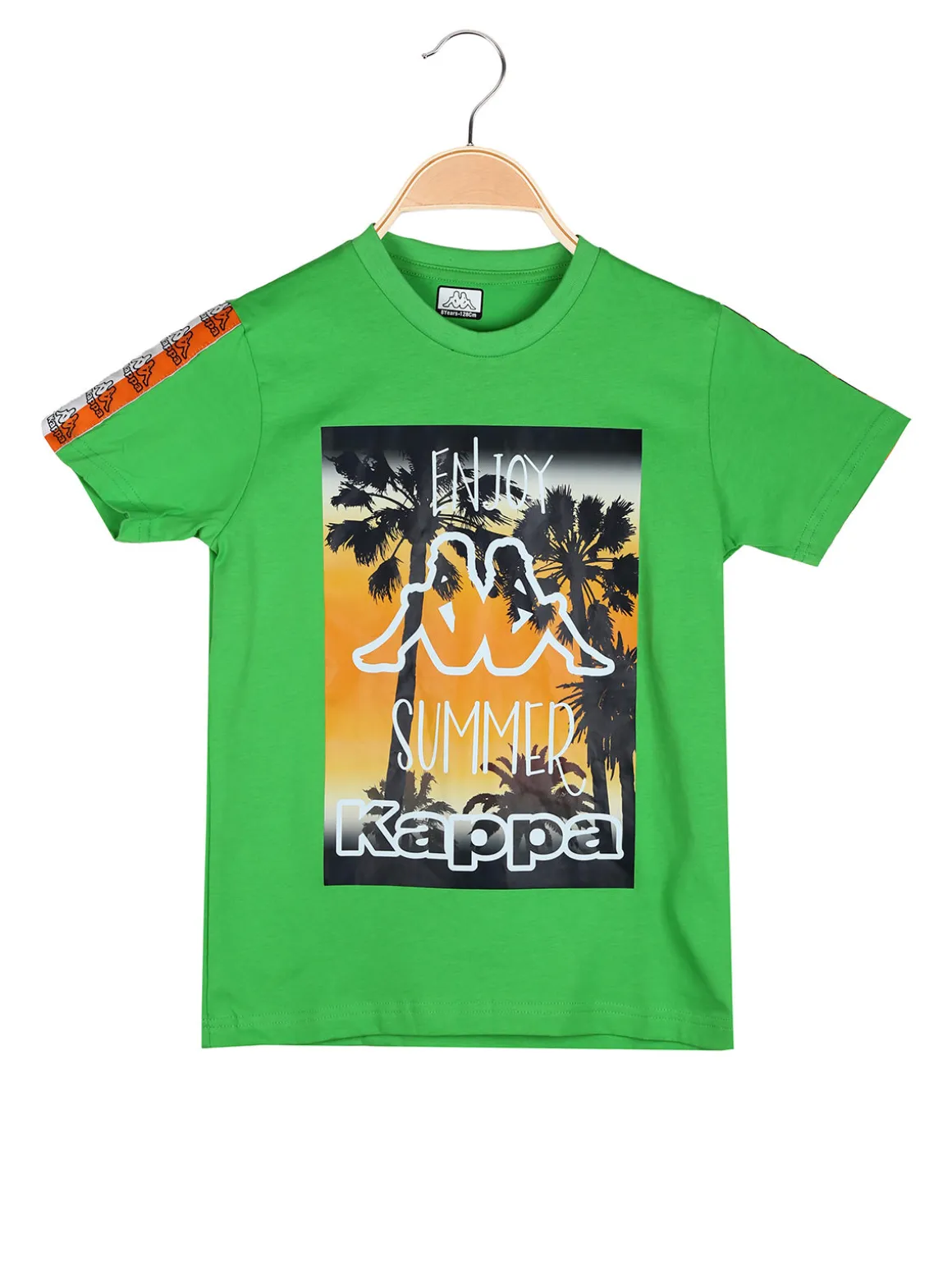 Kappa T-shirt da ragazzo in cotone con stampa disegno - verde