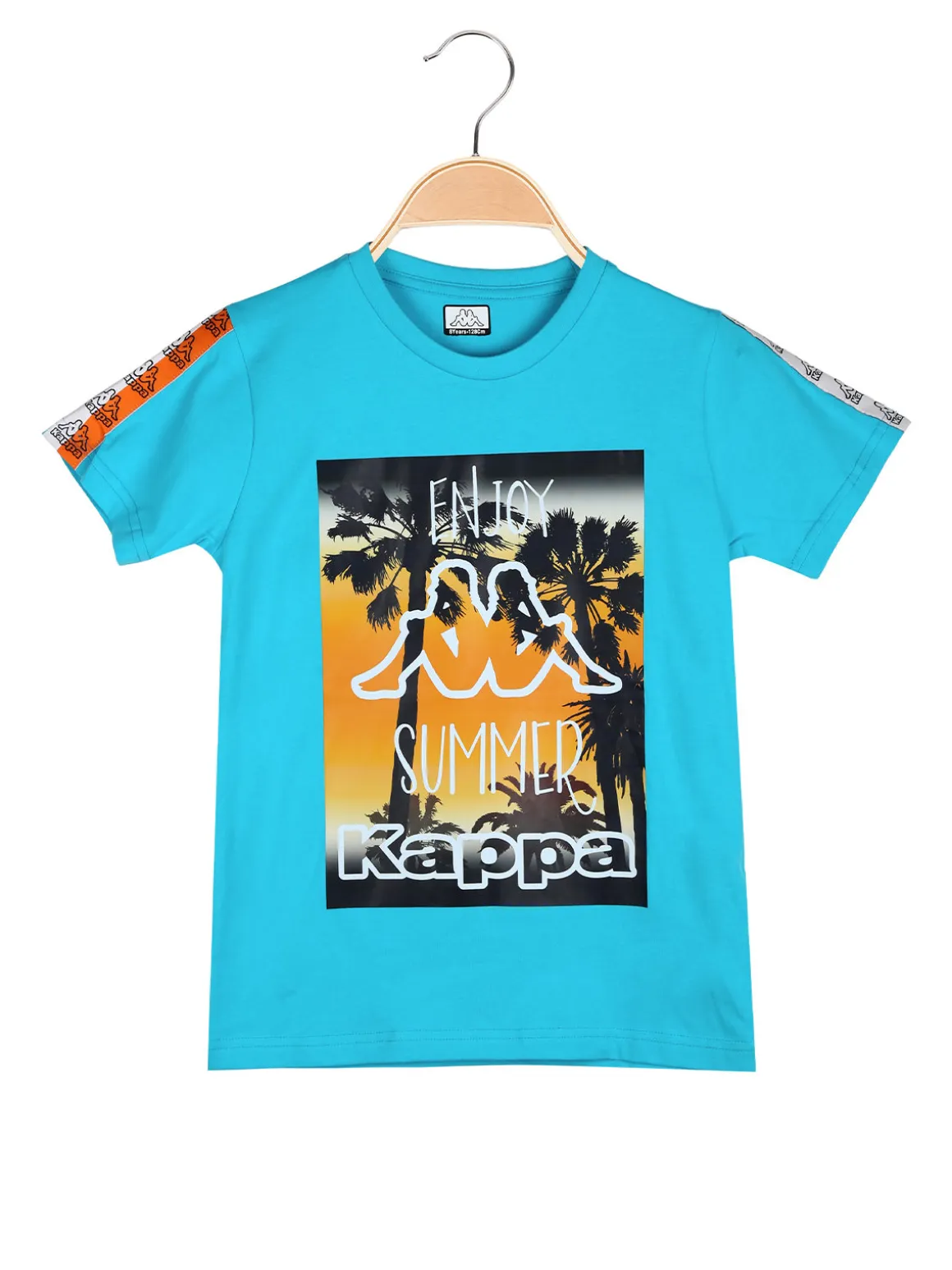 Kappa T-shirt da ragazzo in cotone con stampa disegno - turchese