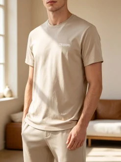Kappa T-shirt da uomo con logo - sabbia