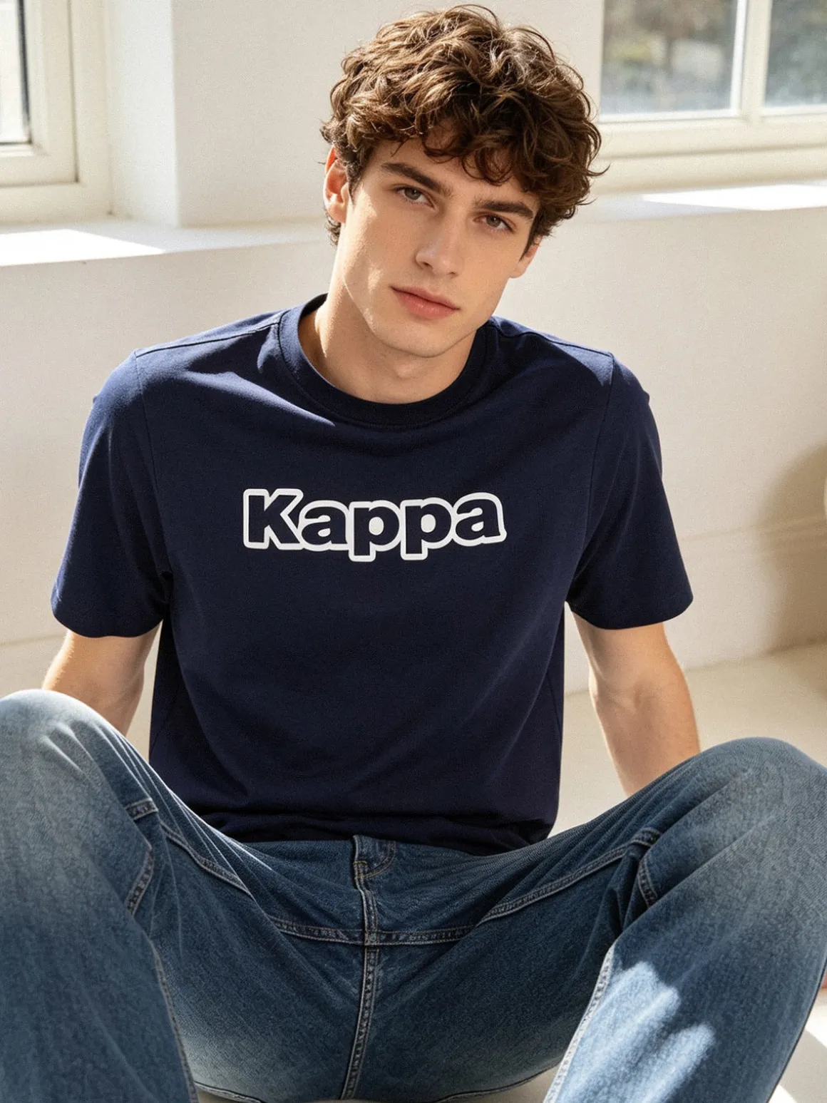 Kappa T-shirt da uomo in cotone con stampa scritta