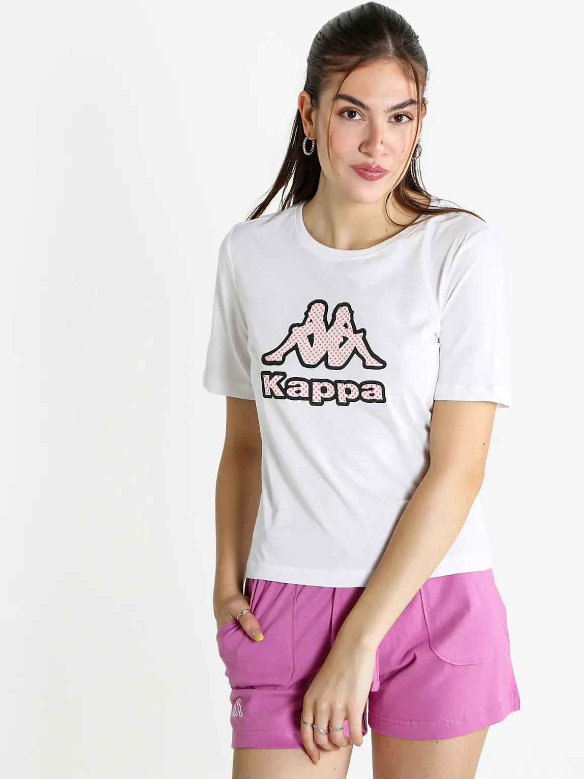 Kappa T-shirt donna in cotone con logo a pois