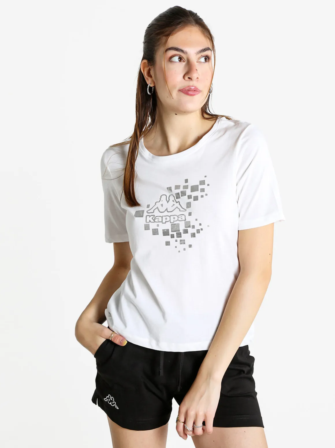 Kappa T-shirt donna in cotone con logo metallizato