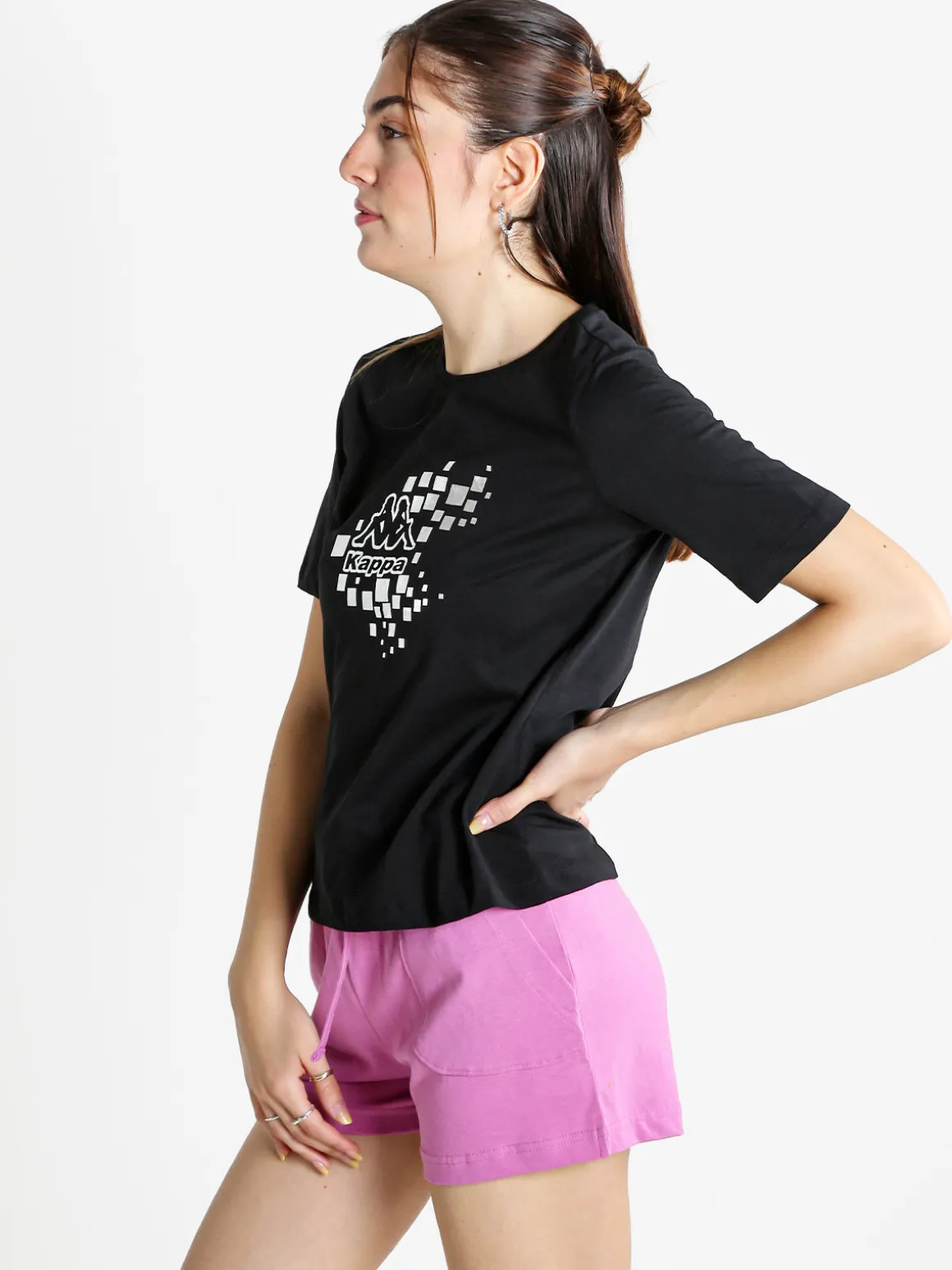 Kappa T-shirt donna in cotone con logo metallizato