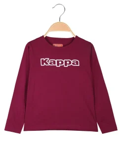 Kappa T-shirt girocollo a maniche lunghe da ragazza con logo - porpora