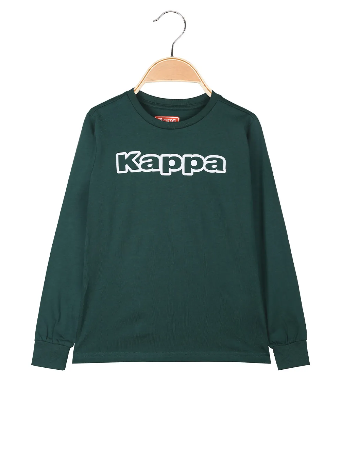 Kappa T--shirt girocollo a maniche lunghe da ragazzo con logo - militare