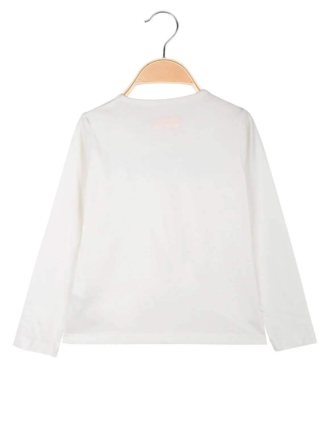 Kappa T-shirt girocollo da bambina a maniche lunghe con logo - bianco