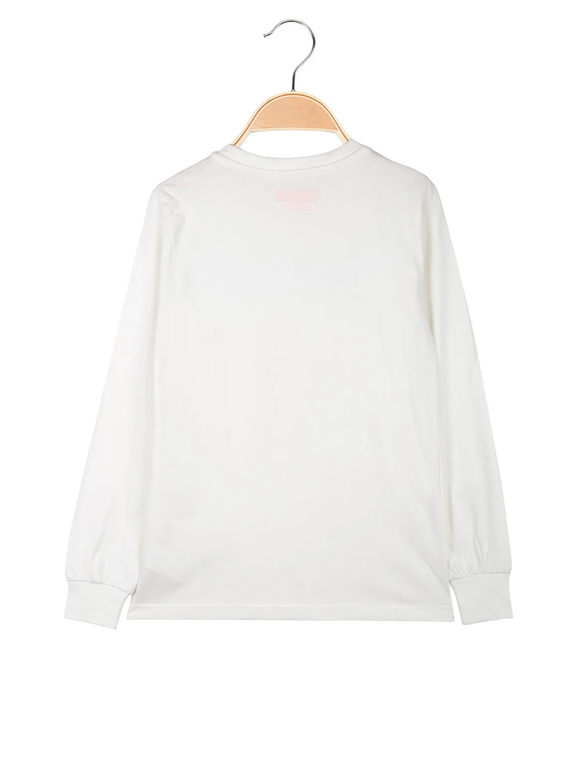 Kappa T-shirt girocollo da bambino a maniche lunghe con logo - bianco
